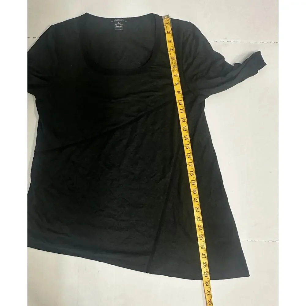 Lafayette 148 NY Linen Black Tunic Top Asymmetrical Hem Minimalist Resort L